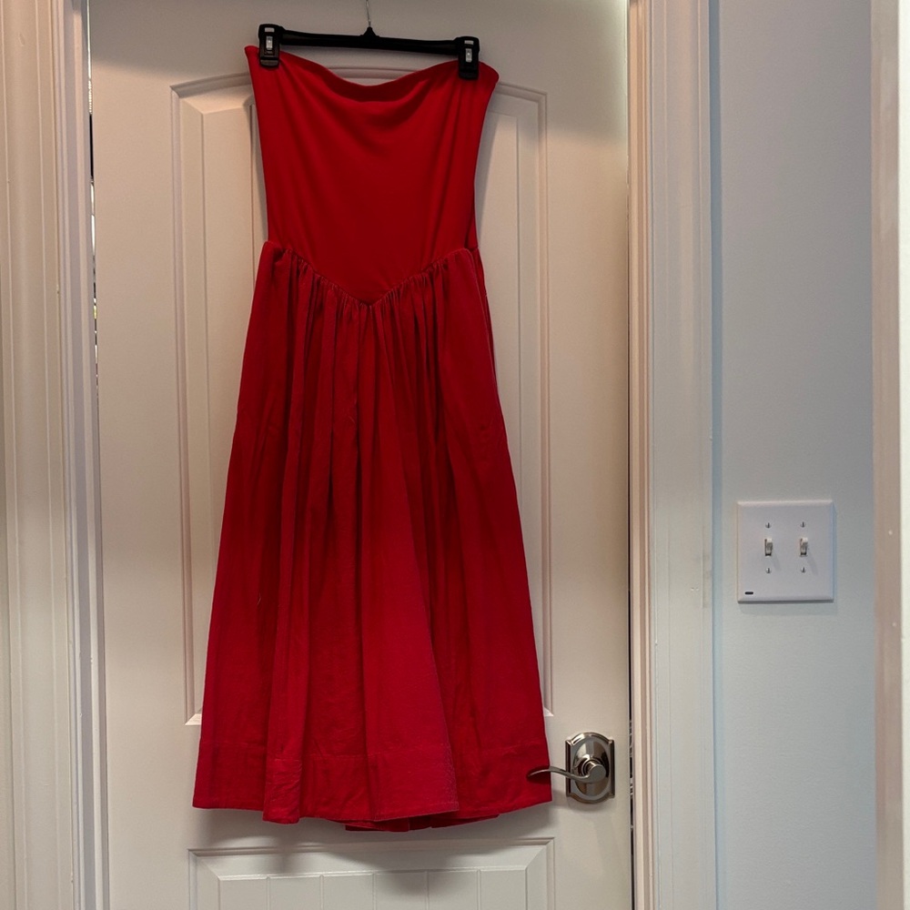 Free People Red Strapless Dress